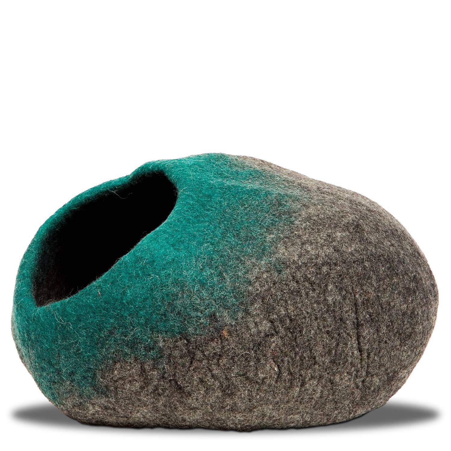 Dharma Dog Karma Cat - Ombre Wool Pet Cave, Grey & Teal